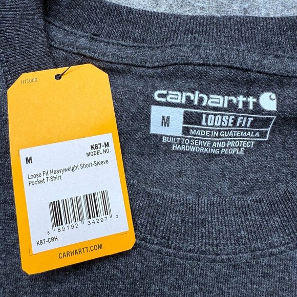 Carhartt T-Shirt Men M Gray Loose Fit Heavyweight Short Sleeve Pocket Crew IDEXX - Picture 5 of 12